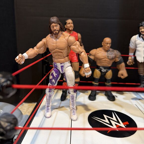 CM Punk | Ringside Collectibles WWE Elite Figure Lot/RAW Wrestling Ring CM Punk The Rock AJ Styles Mick Foleyetc